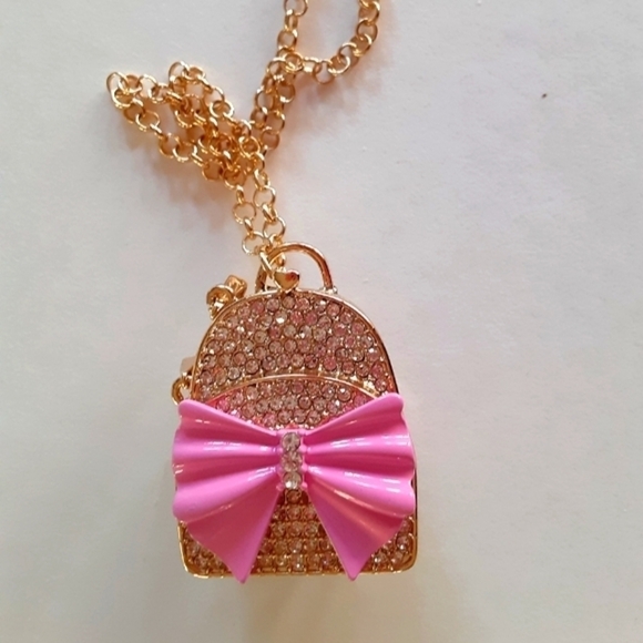 𝅺Betsey Johnson Back To Cool Backpack Locket Charm Necklace New - Picture 3 of 8